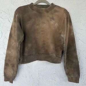 COTTON CITIZEN Sweatshirt Women XS Moss Haze Tie Dye‎ Crop Long Sleeve Crew